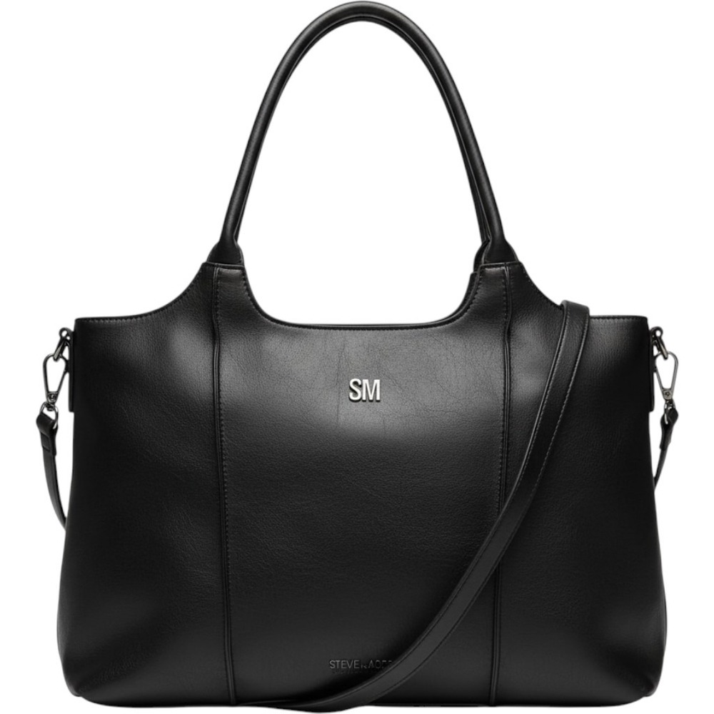 Steve Madden Black Vegan Leather Tote Bag Hobo Shoulder Bag Gunmetal Hardware